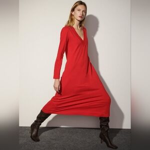 ZARA Red Plush Midi Dress